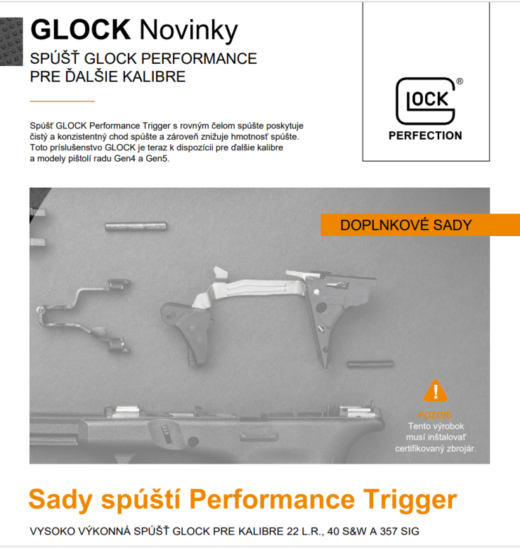 GLOCK Performance Trigger spúšte nových kalibrov